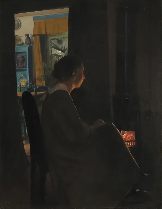 Framed Print : Twilight. The Artist's Wife, 1898. Creator: Laurits Andersen Ring Framed Print : Twilight. The Artist's Wife, 1898. Creator: Laurits Andersen Ring