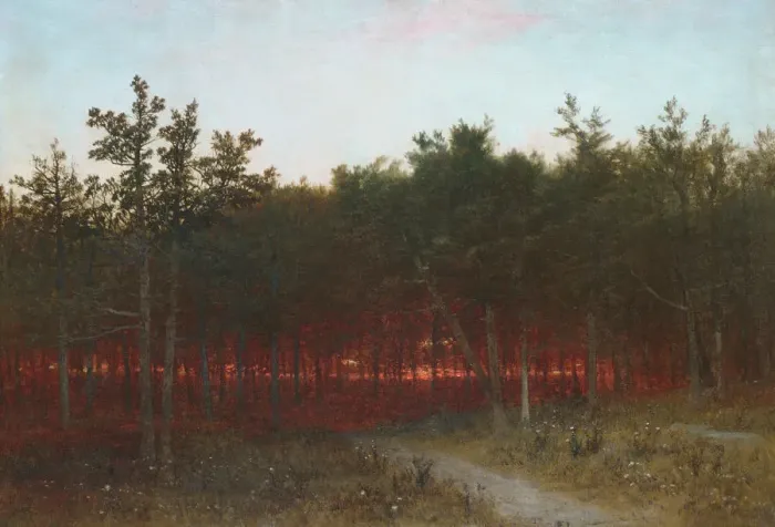 Framed Print : Twilight in the Cedars at Darien, Connecticut, 1872. Creator: John Frederick Kensett Framed Print : Twilight in the Cedars at Darien, Connecticut, 1872. Creator: John Frederick Kensett