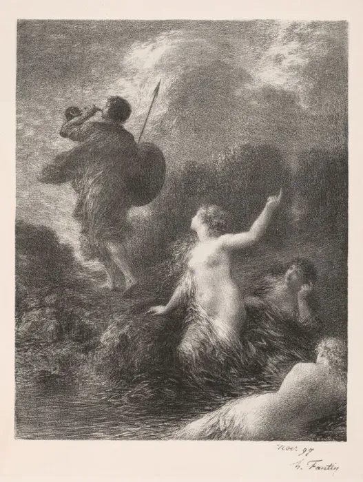 Framed Print : Twilight of the Gods: Siegfried and the Rhine Maidens, 1897. Creator: Henri Fantin-Latour (French Framed Print : Twilight of the Gods: Siegfried and the Rhine Maidens, 1897. Creator: Henri Fantin-Latour (French