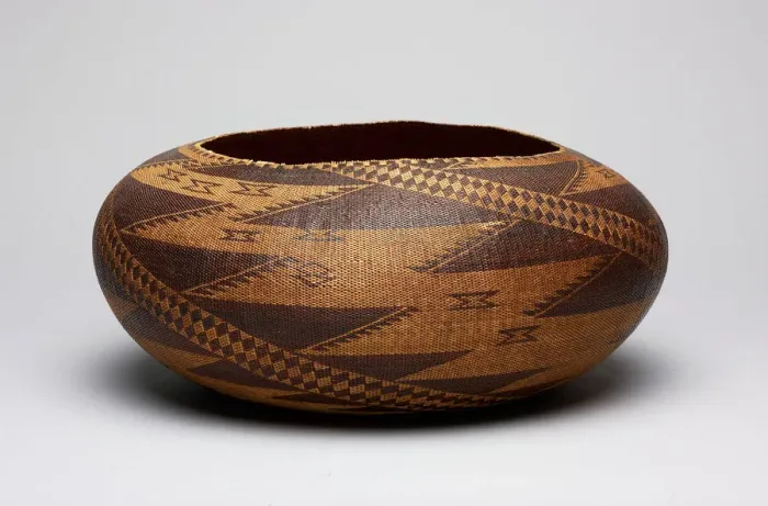 Framed Print : Twined Basketry Bowl, c. 1870 / 1900. Creator: Sally Burris Framed Print : Twined Basketry Bowl, c. 1870 / 1900. Creator: Sally Burris