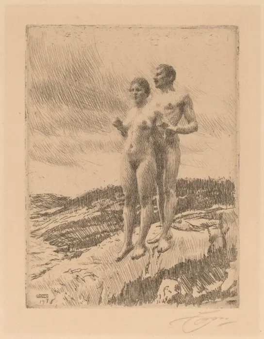 Framed Print : The Two, 1916. Creator: Anders Leonard Zorn Framed Print : The Two, 1916. Creator: Anders Leonard Zorn