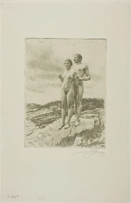 Framed Print : The Two, 1916. Creator: Anders Leonard Zorn Framed Print : The Two, 1916. Creator: Anders Leonard Zorn