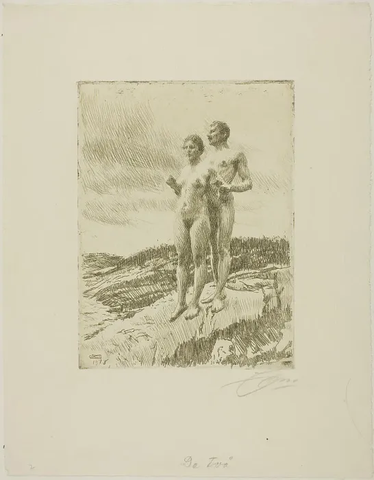 Framed Print : The Two, 1916. Creator: Anders Leonard Zorn Framed Print : The Two, 1916. Creator: Anders Leonard Zorn