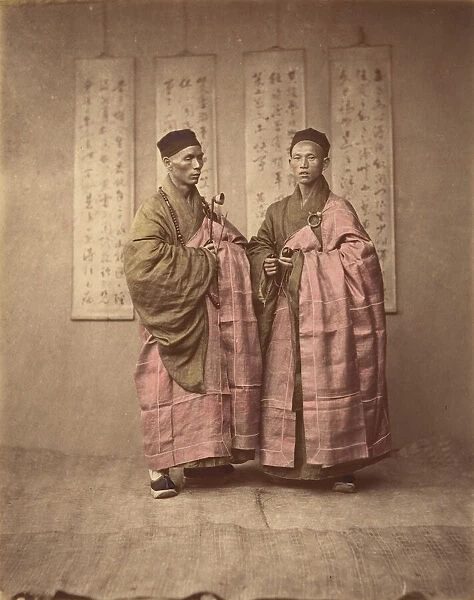 [Two Chinese Men in Matching Traditional Dress], 1870s. Creator: Unknown
