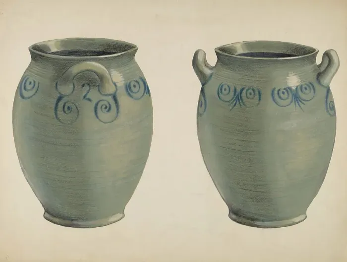 Framed Print : Two-Handled Crock, c. 1936. Creator: Fred Weiss Framed Print : Two-Handled Crock, c. 1936. Creator: Fred Weiss