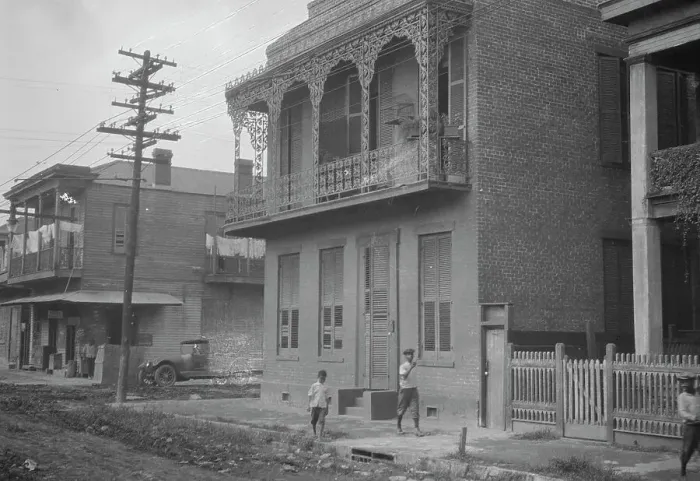 Framed Print : Two-story house, New Orleans, between 1920 and 1926. Creator: Arnold Genthe Framed Print : Two-story house, New Orleans, between 1920 and 1926. Creator: Arnold Genthe