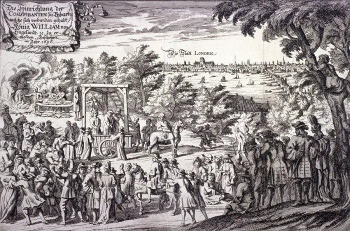 Framed Print : Tyburn, Paddington, London, 1696 Framed Print : Tyburn, Paddington, London, 1696