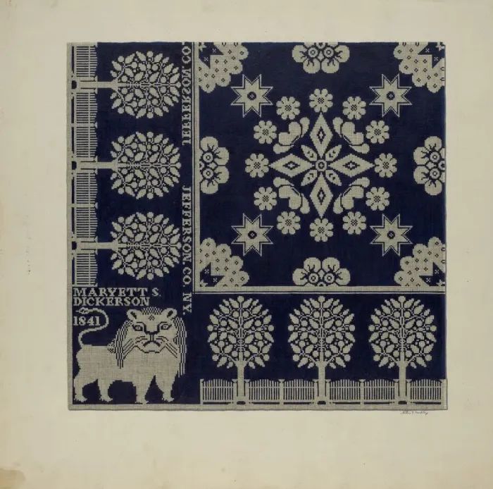 Framed Print : Tyler Coverlet, c. 1941. Creator: Merkley, Arthur G Framed Print : Tyler Coverlet, c. 1941. Creator: Merkley, Arthur G