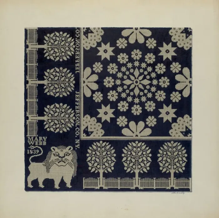 Framed Print : Tyler Coverlet, c. 1942. Creator: Merkley, Arthur G Framed Print : Tyler Coverlet, c. 1942. Creator: Merkley, Arthur G