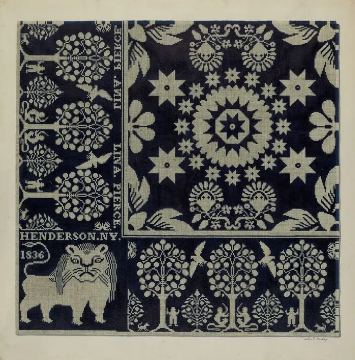 Framed Print : Tyler Coverlet (Section), 1935  /  1942. Creator: Merkley, Arthur G