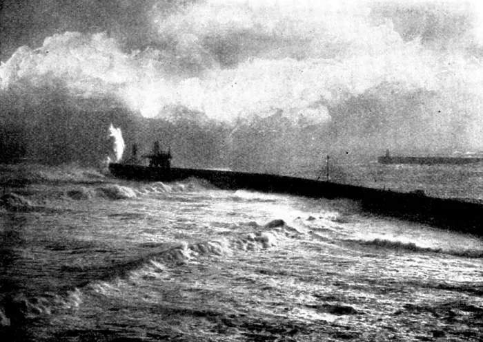 Framed Print : Tynemouth Jetty during the recent storm, 1898. Creator: Auty Framed Print : Tynemouth Jetty during the recent storm, 1898. Creator: Auty