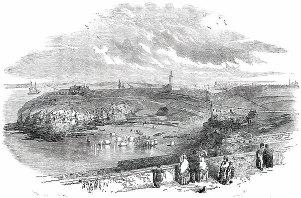 Tynemouth, Northumberland - the Harbour, from the Priory, 1850. Creator: Unknown