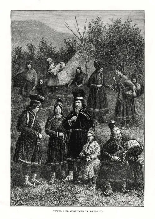 Framed Print : Types and costumes in Lapland, 1879. Artist: Elix Framed Print : Types and costumes in Lapland, 1879. Artist: Elix