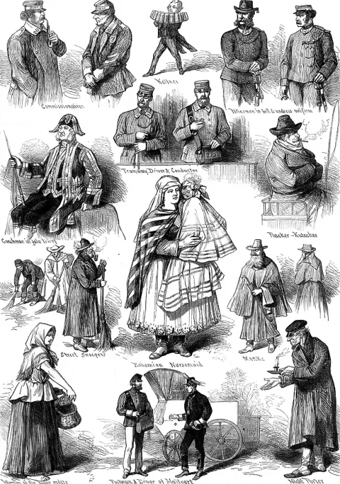 Framed Print : Types of Viennese life, 1873. Creator: Unknown Framed Print : Types of Viennese life, 1873. Creator: Unknown