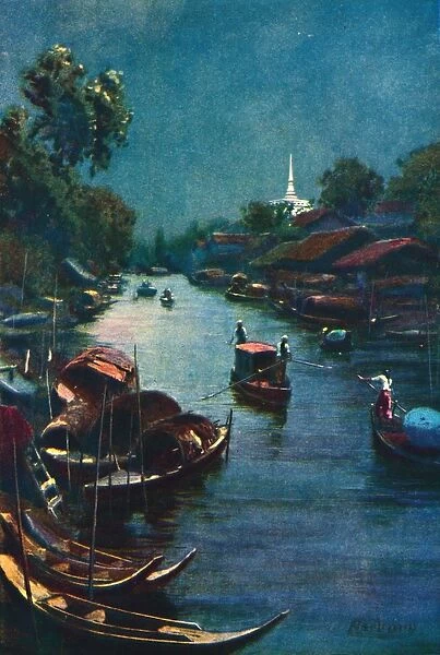 A Typical Canal Scene, Bangkok, 1913. Artist: Edwin Norbury