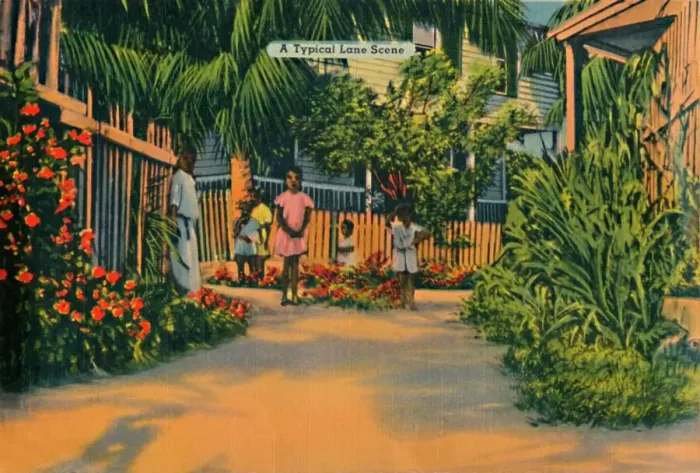 Framed Print : A Typical Lane Scene, c1940s Framed Print : A Typical Lane Scene, c1940s