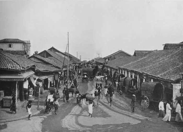 Framed Print : Typical Street Scene in Native Quarters, Colombo, c1890, (1910). Artist: Alfred William Amandus Plate Framed Print : Typical Street Scene in Native Quarters, Colombo, c1890, (1910). Artist: Alfred William Amandus Plate