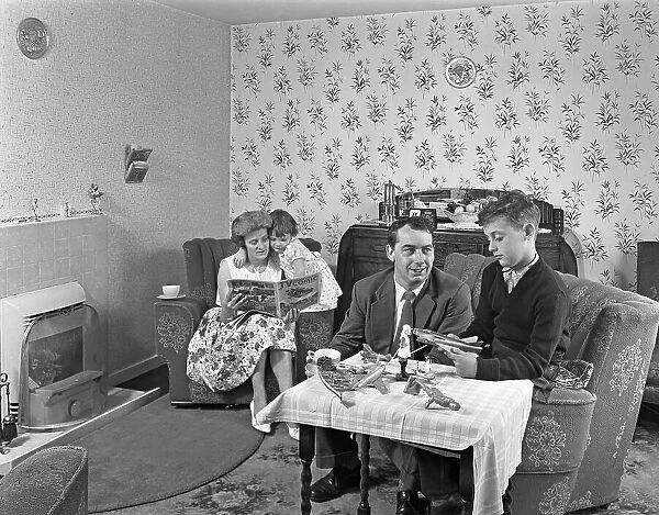 Typical working class living room scene with family, 11 July 1962