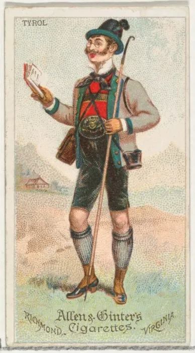 Framed Print : Tyrol, from Worlds Dudes series (N31) for Allen & Ginter Cigarettes, 1888 Framed Print : Tyrol, from Worlds Dudes series (N31) for Allen & Ginter Cigarettes, 1888