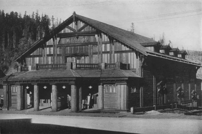 Framed Print : Tyrolean influence in the exterior design of the Winema Theater, Scotia, California, 1925 Framed Print : Tyrolean influence in the exterior design of the Winema Theater, Scotia, California, 1925