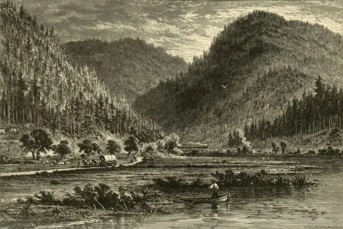 Framed Print : Tyrone Gap, View from the Bridge, 1874. Creator: Adolf Closs Framed Print : Tyrone Gap, View from the Bridge, 1874. Creator: Adolf Closs