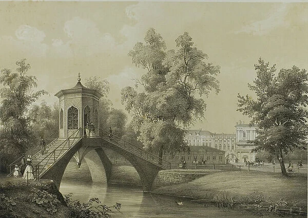 Tzarskoé-sélo Palace, View of the Chinese Bridge, c. 1820. Creator: C. Schultz