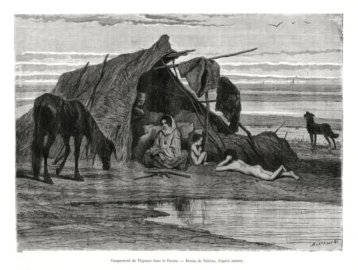 Framed Print : Tziganes camping in the Puszta, 1886 Framed Print : Tziganes camping in the Puszta, 1886