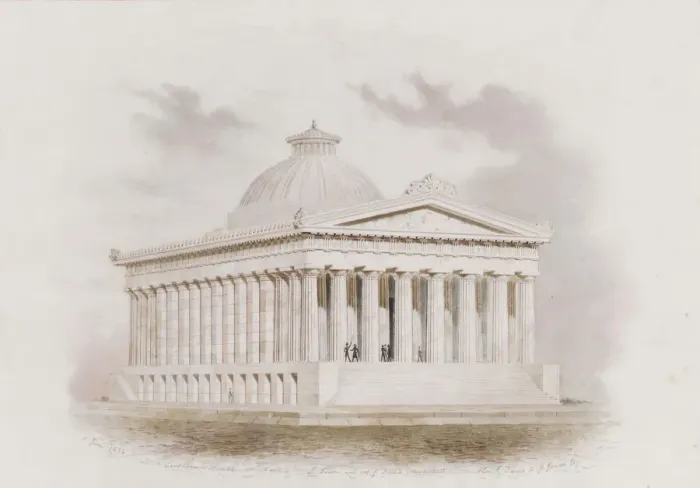 Framed Print : U. S. Custom House, New York (perspective), 1834. Creators: Ithiel Town Framed Print : U. S. Custom House, New York (perspective), 1834. Creators: Ithiel Town