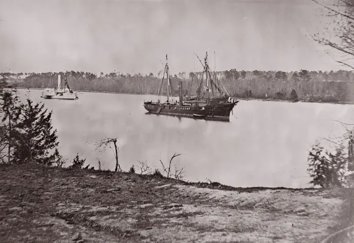 Framed Print : U. S. Gunboat Mendota, James River, 1861-65. Creator: Unknown Framed Print : U. S. Gunboat Mendota, James River, 1861-65. Creator: Unknown