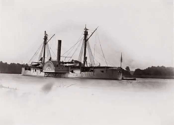 Framed Print : U. S. Gunboat Mendota, James River, 1861-65. Creator: Unknown Framed Print : U. S. Gunboat Mendota, James River, 1861-65. Creator: Unknown