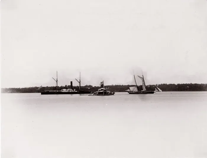 Framed Print : U. S. Gunboat Saginaw and Monitor Onondaga, 1861-65 Framed Print : U. S. Gunboat Saginaw and Monitor Onondaga, 1861-65