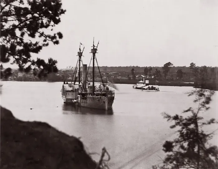Framed Print : U. S. Monitor Saugus and Gunboat Mendota, Appomattox River Framed Print : U. S. Monitor Saugus and Gunboat Mendota, Appomattox River
