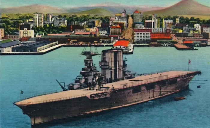 Framed Print : U. S. Navy Plane Carrier at Anchor at Foot of Broadway. San Diego, California, c1941 Framed Print : U. S. Navy Plane Carrier at Anchor at Foot of Broadway. San Diego, California, c1941