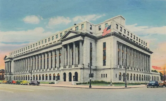 Framed Print : U. S. Post Office, 1942. Artist: Caufield & Shook