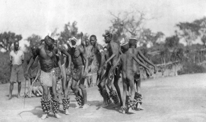 Framed Print : Ugandan dancers, Dodoma to Mongalla, Uganda, 1925 (1927). Artist: Thomas A Glover Framed Print : Ugandan dancers, Dodoma to Mongalla, Uganda, 1925 (1927). Artist: Thomas A Glover