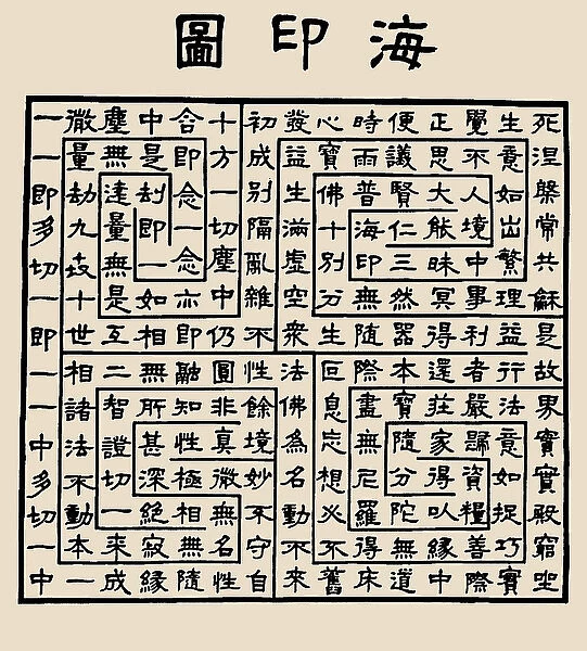 Uisang's Seal-diagram Symbolizing the Dharma Realm, 7th century. Creator: Historic Object
