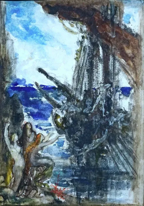 Framed Print : Ulysse et les Sirènes (Ulysses and the Sirens). Creator: Moreau, Gustave (1826-1898) Framed Print : Ulysse et les Sirènes (Ulysses and the Sirens). Creator: Moreau, Gustave (1826-1898)