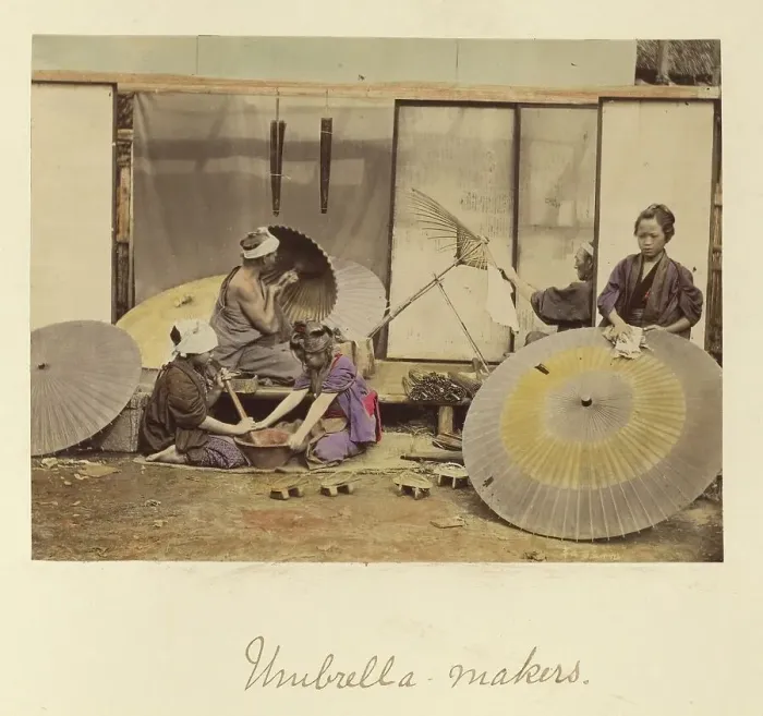 Framed Print : Umbrella makers, about 1873-1883. Creator: Shinichi Suzuki I Framed Print : Umbrella makers, about 1873-1883. Creator: Shinichi Suzuki I