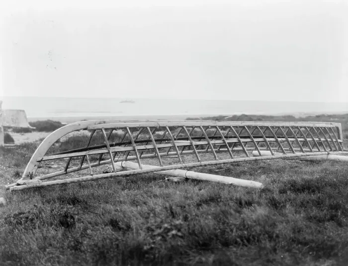 Framed Print : Umiak frame, Kotzebue, c1929. Creator: Edward Sheriff Curtis