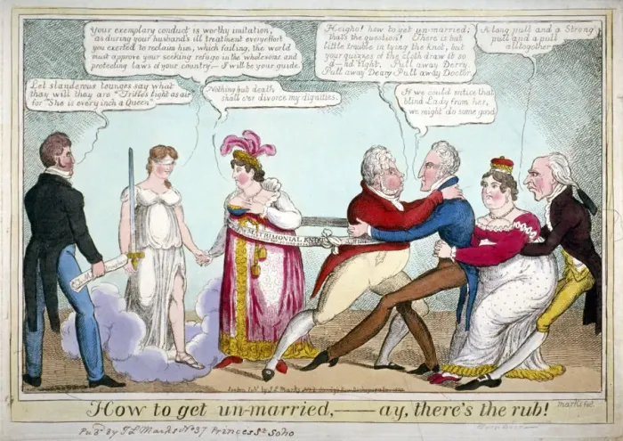 Framed Print : How to get un-married, ay, theres the rub!, 1820. Artist: JL Marks Framed Print : How to get un-married, ay, theres the rub!, 1820. Artist: JL Marks
