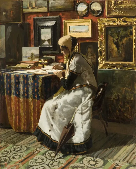 Framed Print : Unable to Wait - The Letter, 1867 Framed Print : Unable to Wait - The Letter, 1867