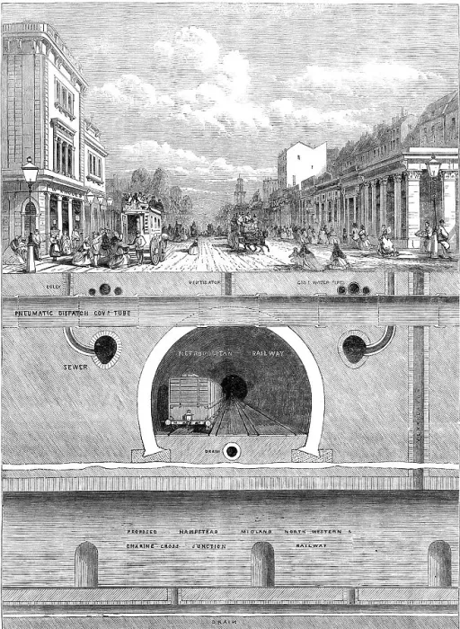 Framed Print : Underground works at the junction of Hampstead-Road, Euston-Road, and Tottenham-Court-Road, 1864. Creator: Unknown Framed Print : Underground works at the junction of Hampstead-Road, Euston-Road, and Tottenham-Court-Road, 1864. Creator: Unknown