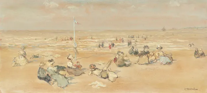 Framed Print : Une Après-Midi À La Plage, c1880s. Creator: Jean-François Raffaëlli Framed Print : Une Après-Midi À La Plage, c1880s. Creator: Jean-François Raffaëlli