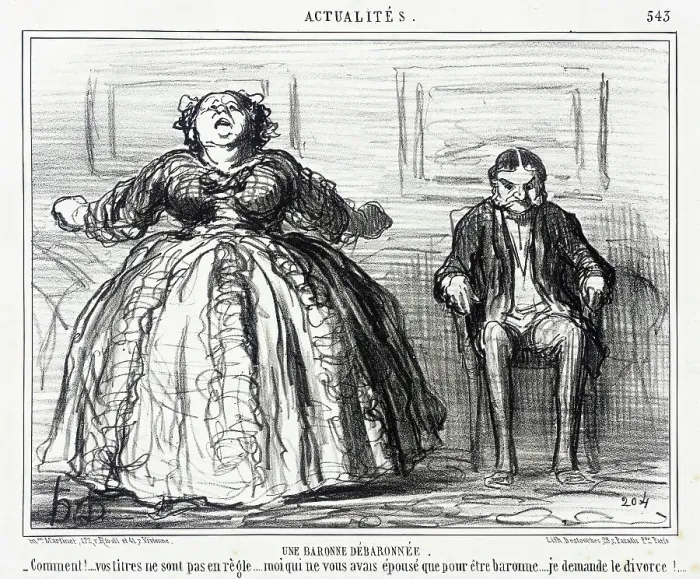 Framed Print : Une Baronne débaronnée, 1858. Creator: Honore Daumier Framed Print : Une Baronne débaronnée, 1858. Creator: Honore Daumier