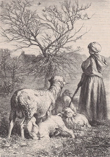 Une Bergere, ca. 1852. Creator: Francois Rouget
