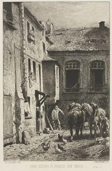 Une Cour a Paris, 1865. Creator: Charles-Emile Jacque (French, 1813-1894)