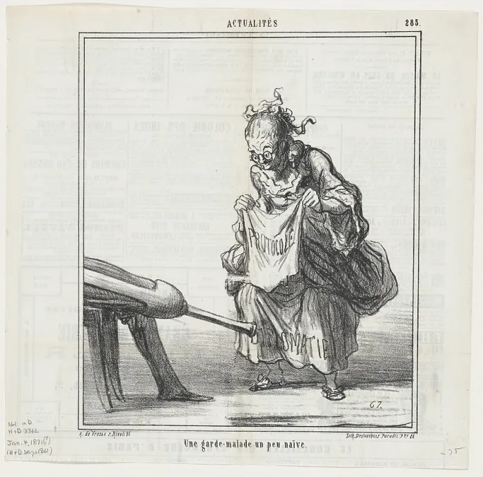 Framed Print : Une garde-malade un peu naive, 1868. Creator: Honore Daumier Framed Print : Une garde-malade un peu naive, 1868. Creator: Honore Daumier
