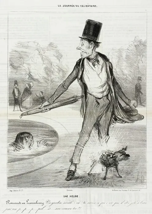 Framed Print : Une heure - Promenade au Luxembourg, 1839. Creator: Honore Daumier Framed Print : Une heure - Promenade au Luxembourg, 1839. Creator: Honore Daumier