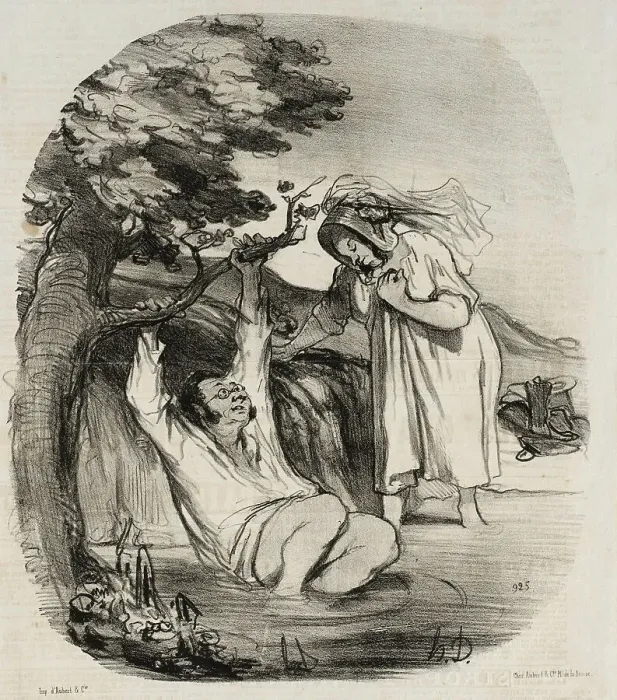 Framed Print : Une Imitation bourgeois du Zéphir de Prudhon, 1847. Creator: Honore Daumier Framed Print : Une Imitation bourgeois du Zéphir de Prudhon, 1847. Creator: Honore Daumier