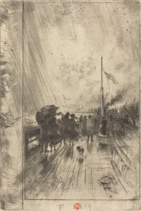 Framed Print : Une Jetee en Angleterre (A Pier in England), 1879. Creator: Felix Hilaire Buhot Framed Print : Une Jetee en Angleterre (A Pier in England), 1879. Creator: Felix Hilaire Buhot